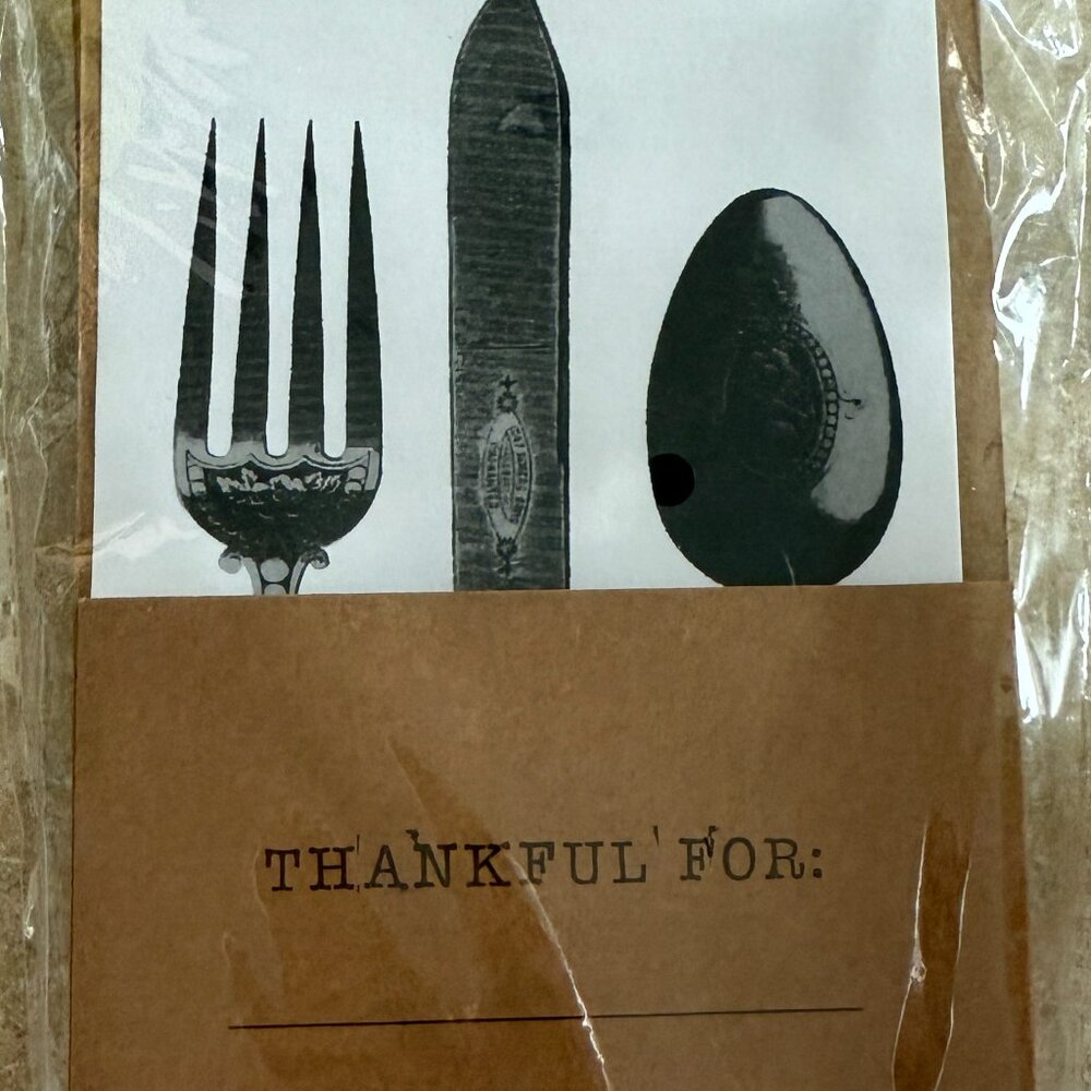 Creative Co-Op "Thankful For" Silverware Place Setting Holders NEW
